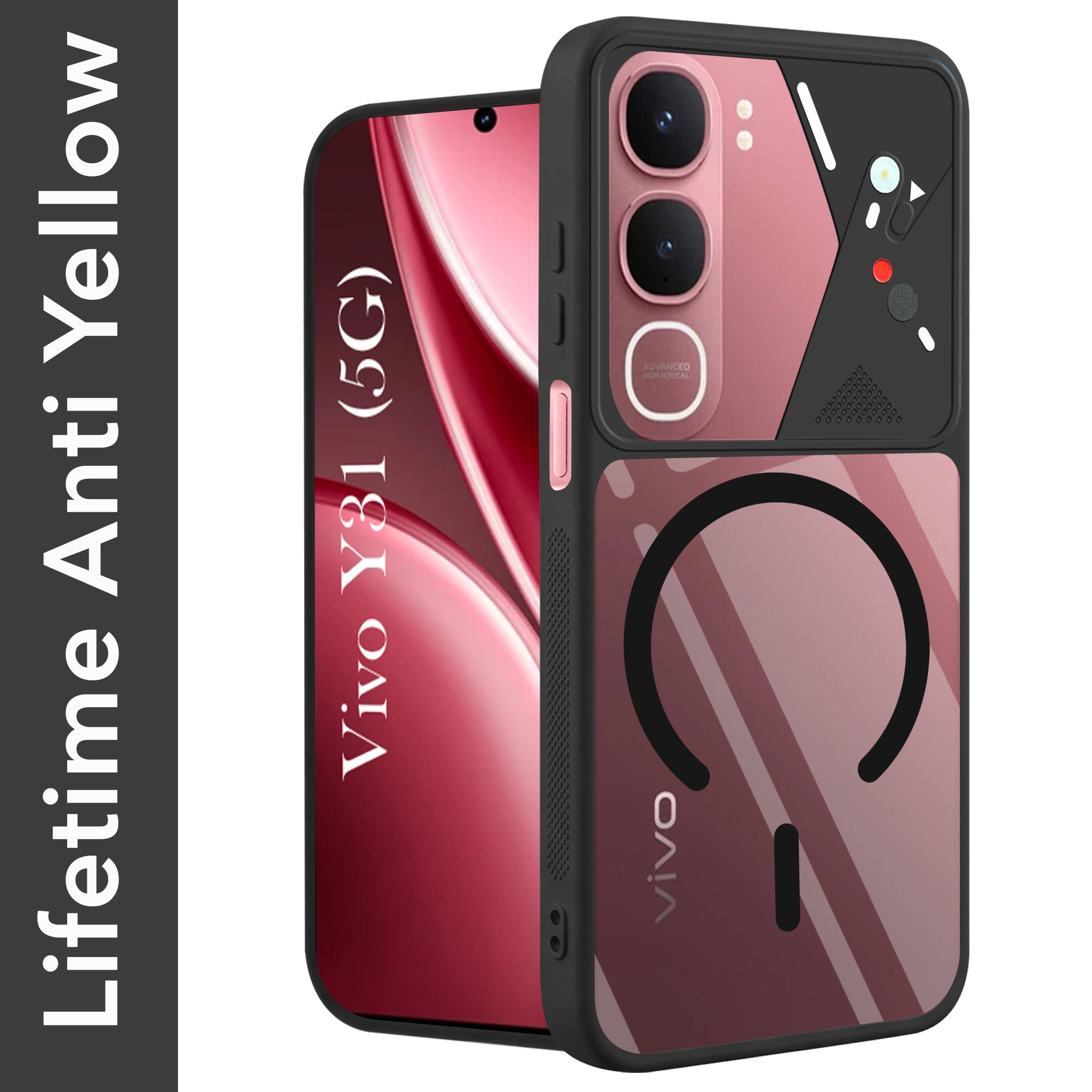 For Vivo Y31 5G Back Cover Case Lifetime Anti-Yellow Clear (Camera Protection | Side Grip | Wireless MagSafe Compatible)