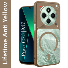 For Poco C75 | Poco M7 Back Cover Case Lifetime Anti-Yellow Clear (Camera Protection | Side Grip | Wireless MagSafe Compatible)