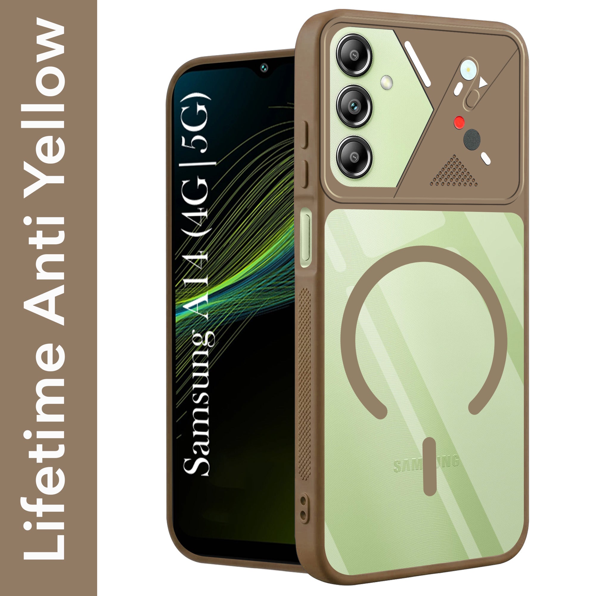 For Samsung Galaxy A14 4G | 5G Back Cover Case Lifetime Anti-Yellow Clear (Camera Protection | Side Grip | Wireless MagSafe Compatible)