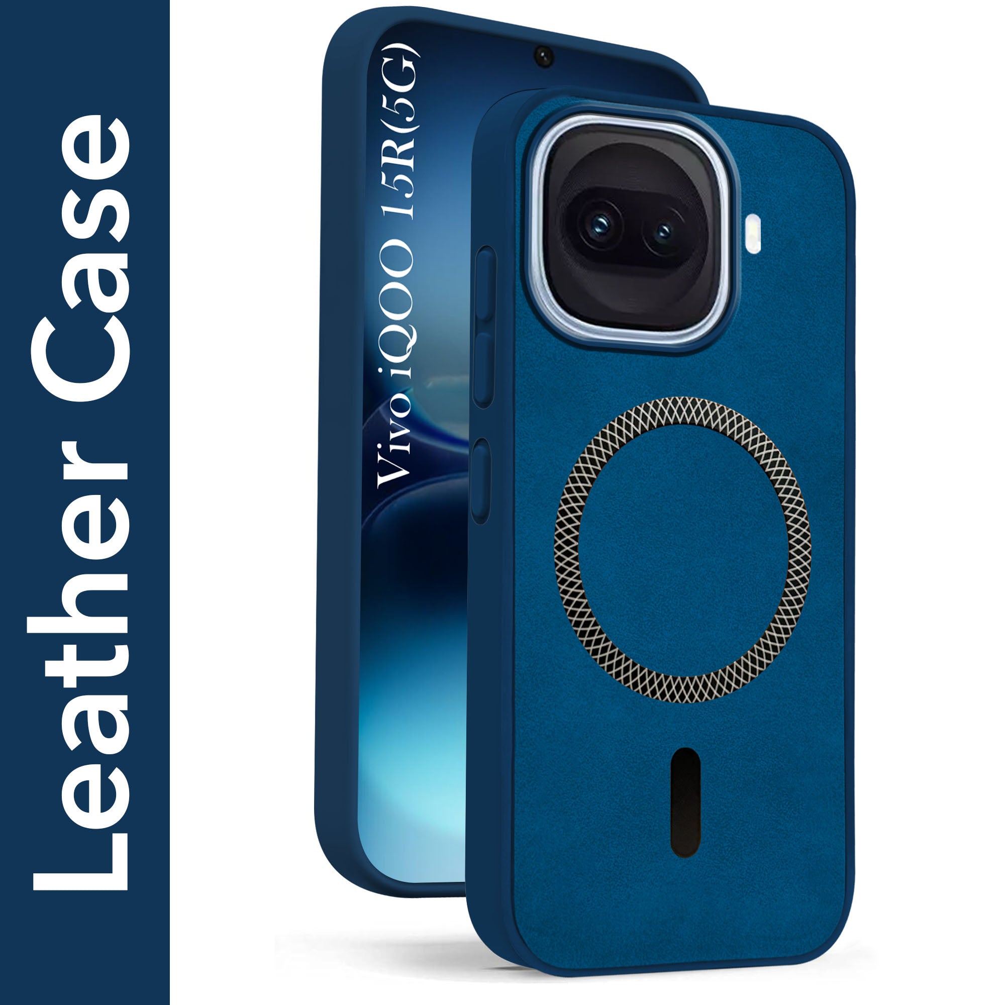 For Vivo iQOO 15R 5G Back Cover Case Leather Finish (MagSafe Compatible Wireless Charging | Soft Touch | Camera Bump Protection)