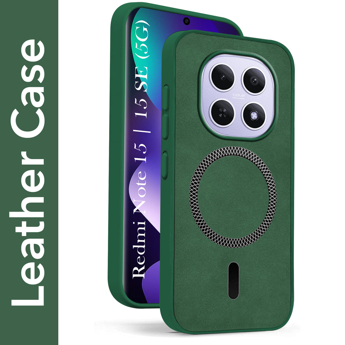 For Xiaomi Redmi Note 15 5G | Redmi Note 15 SE 5G Back Cover Case Leather Finish (MagSafe Compatible Wireless Charging | Soft Touch | Camera Bump Protection)