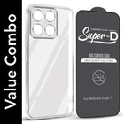 For Motorola Moto Edge 70 Combo with Back Cover and 9H Tempered Glass (Lifetime Anti-Yellow | Sleek Hard Crystal | Oleophobic Coating Screen Glass)