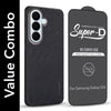 For Samsung Galaxy S26 5G Combo with Back Cover and 9H Tempered Glass (Textured Grip Design | Micro-Fiber Cloth Inside | Oleophobic Coating Screen Glass)