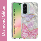 For Samsung Galaxy A56 Back Cover Case (Luxury Floral Glitter Cute Butterfly | Diamond Studded Camera Bump | Girls & Women Design)