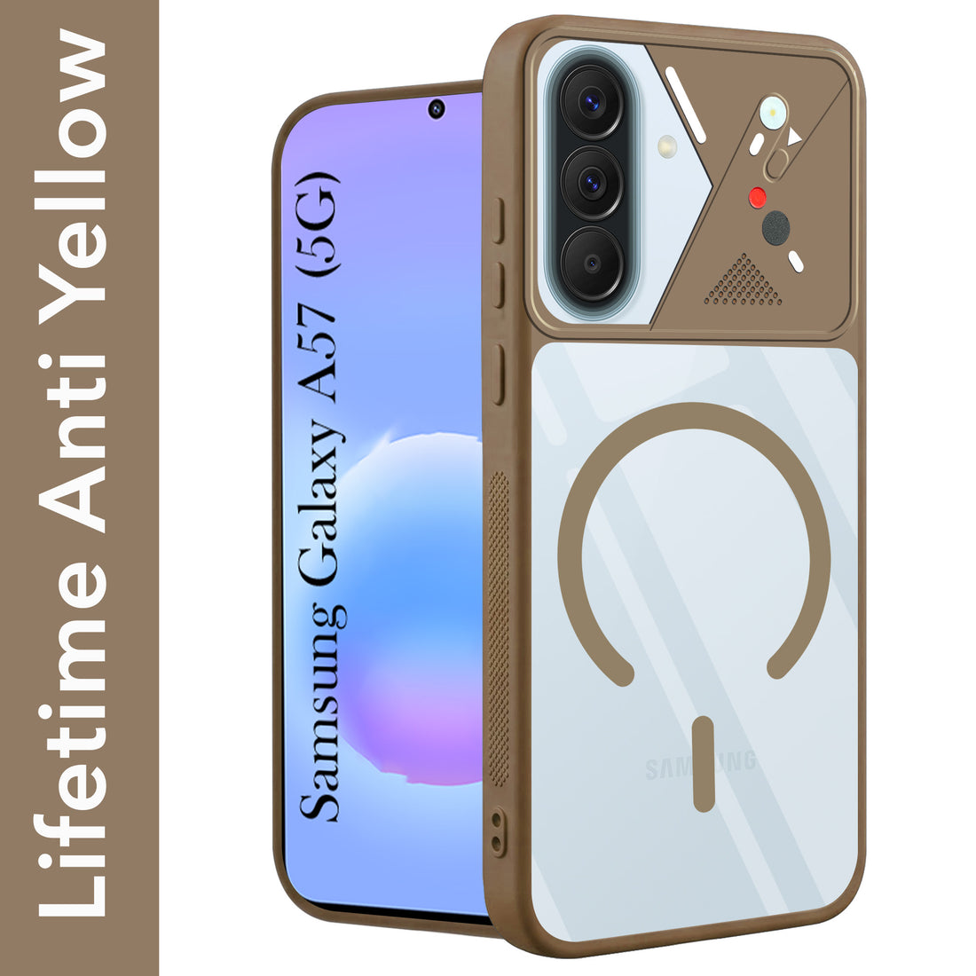 For Samsung Galaxy A57 5G Back Cover Case Lifetime Anti-Yellow Clear (Camera Protection | Side Grip | Wireless MagSafe Compatible)