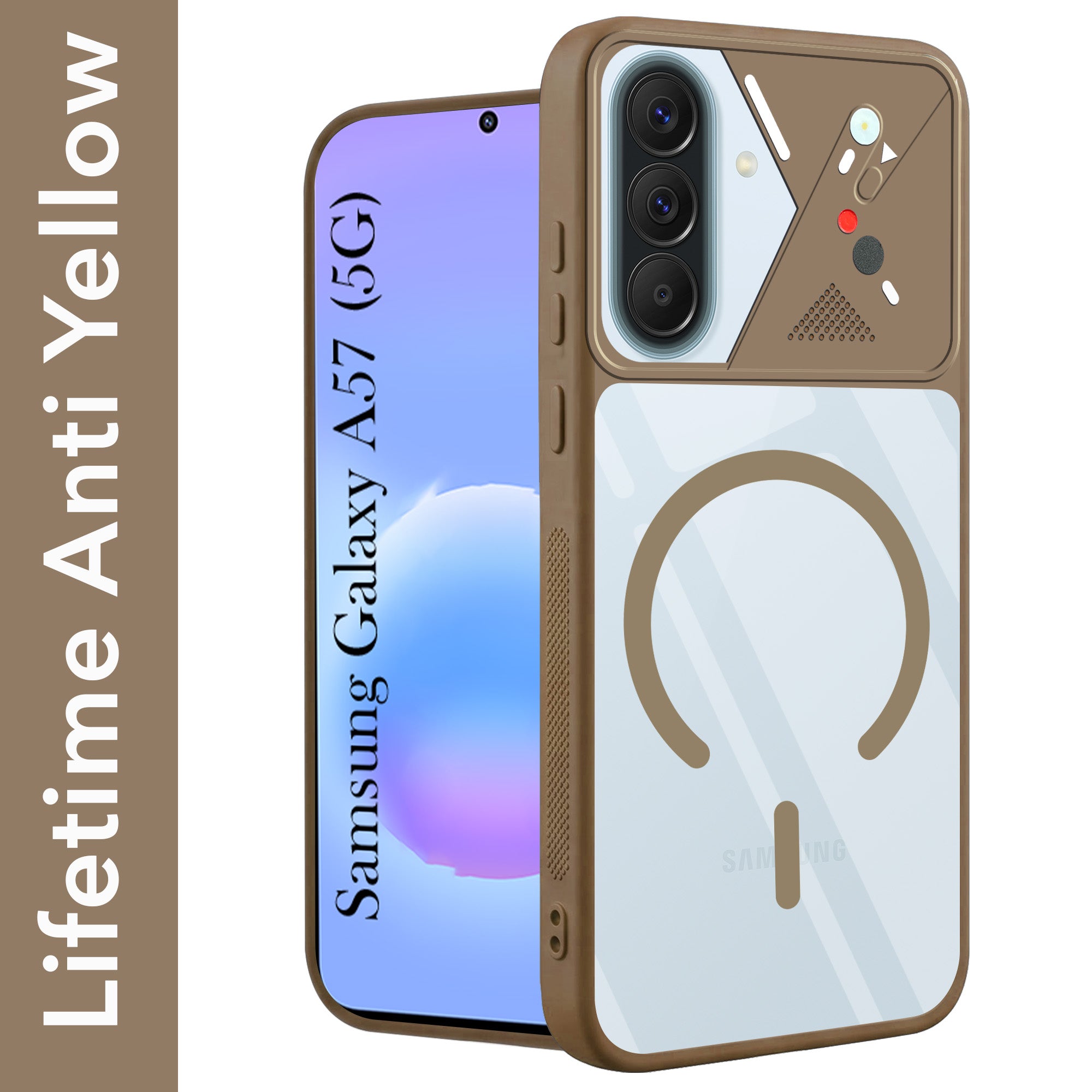 For Samsung Galaxy A57 5G Back Cover Case Lifetime Anti-Yellow Clear (Camera Protection | Side Grip | Wireless MagSafe Compatible)