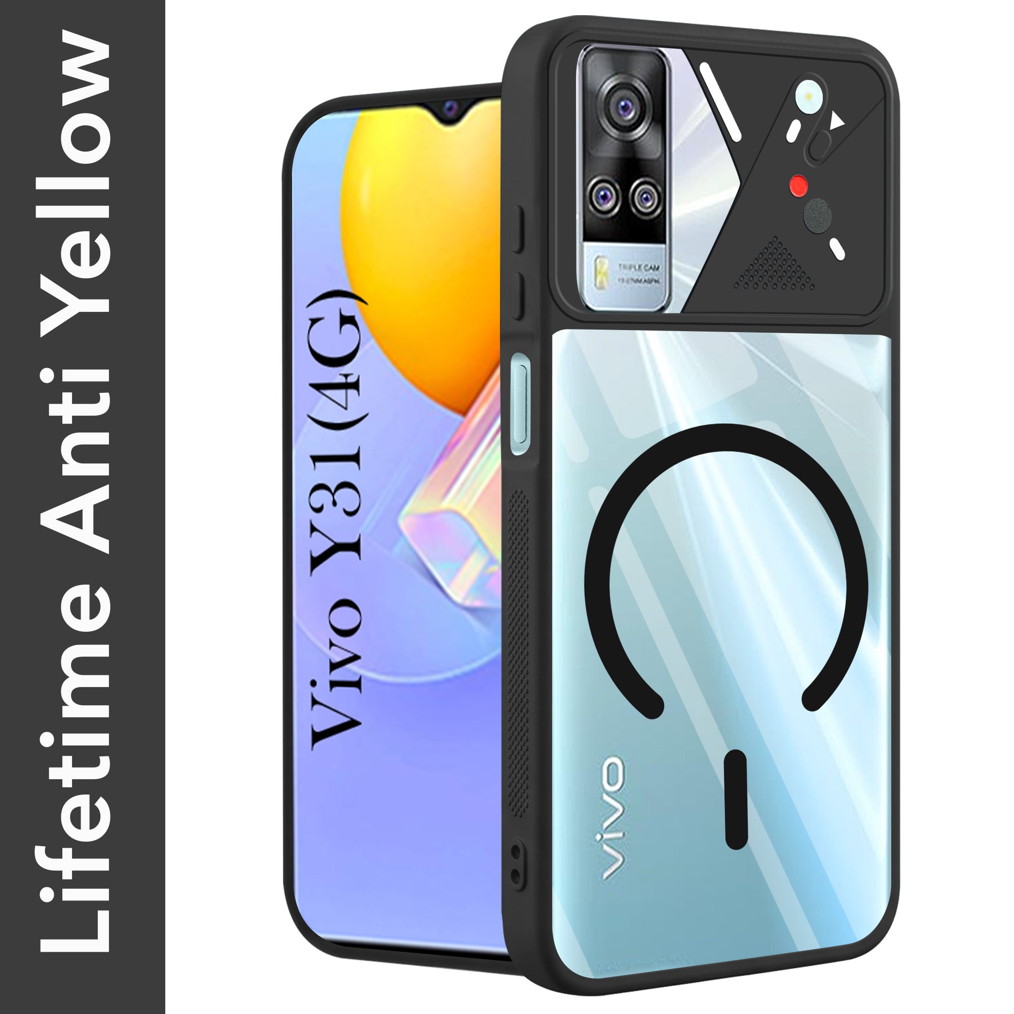 For Vivo Y31 (2021) Back Cover Case Lifetime Anti-Yellow Clear (Camera Protection | Side Grip | Wireless MagSafe Compatible)