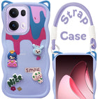 For Oppo Reno13 Pro 5G | Oppo Reno 13 Pro 5G Back Case Cover Strap (3D embossed Figures | Strap Holder | 360* Soft Cushion with Camera Bump)