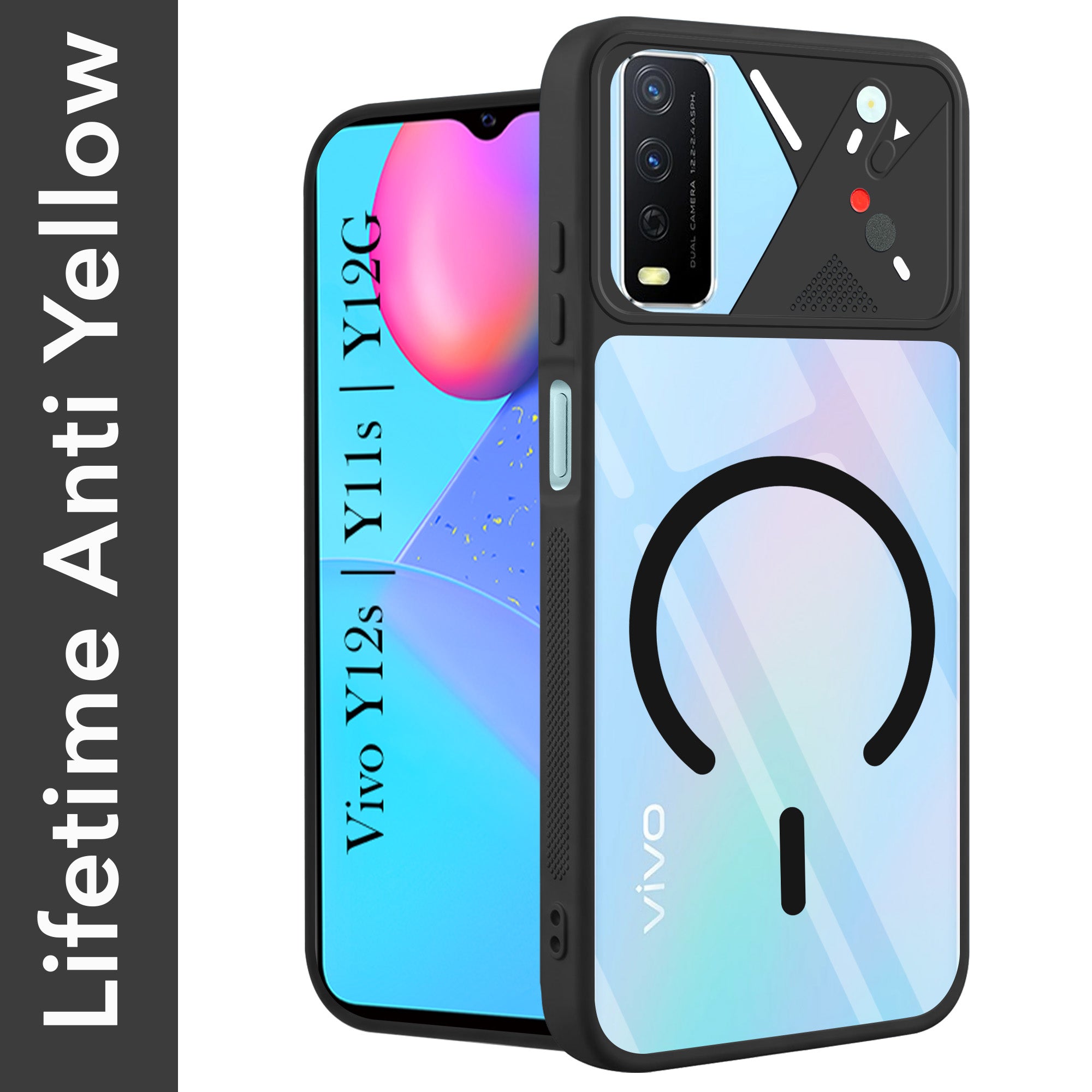 For Vivo Y12s | Y11s | Y12G Back Cover Case Lifetime Anti-Yellow Clear (Camera Protection | Side Grip | Wireless MagSafe Compatible)