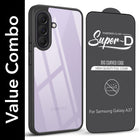 For Samsung Galaxy A37 5G Combo with Back Cover and 9H Tempered Glass (Lifetime Anti-Yellow | Crystal Clear Shockproof | Oleophobic Coating Screen Glass)