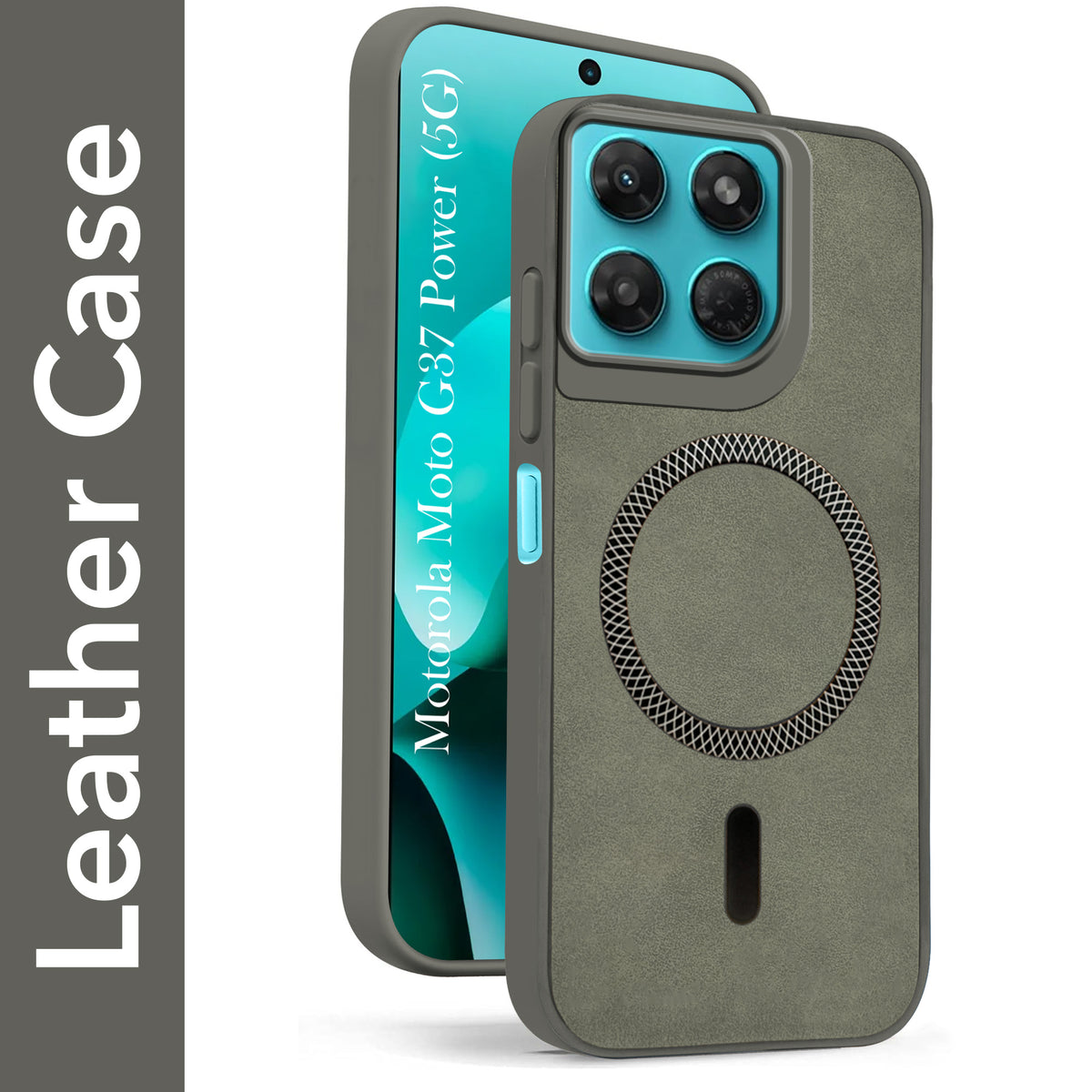 For Motorola Moto G37 Power Back Cover Case Leather Finish (MagSafe Compatible Wireless Charging | Soft Touch | Camera Bump Protection)