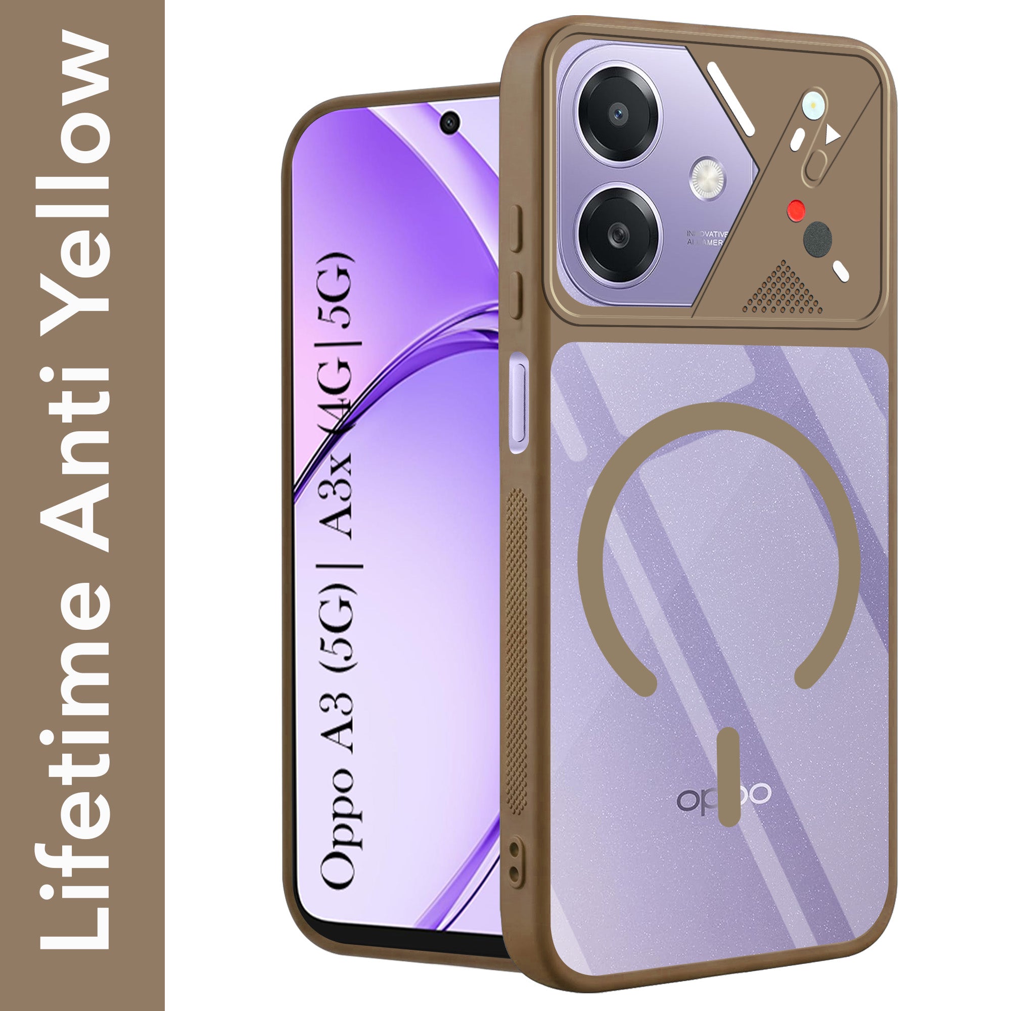 For Oppo A3X (4G/5G) | Oppo A3 5G Back Cover Case Lifetime Anti-Yellow Clear (Camera Protection | Side Grip | Wireless MagSafe Compatible)