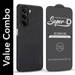 For OnePlus Nord CE 6 Lite Combo (Textured Grip Design | Micro-Fiber Cloth Inside | Oleophobic Coating Screen Glass)
