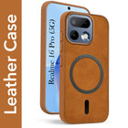 For Realme 16 Pro Back Cover Case Leather Finish (MagSafe Compatible Wireless Charging | Soft Touch | Camera Bump Protection)