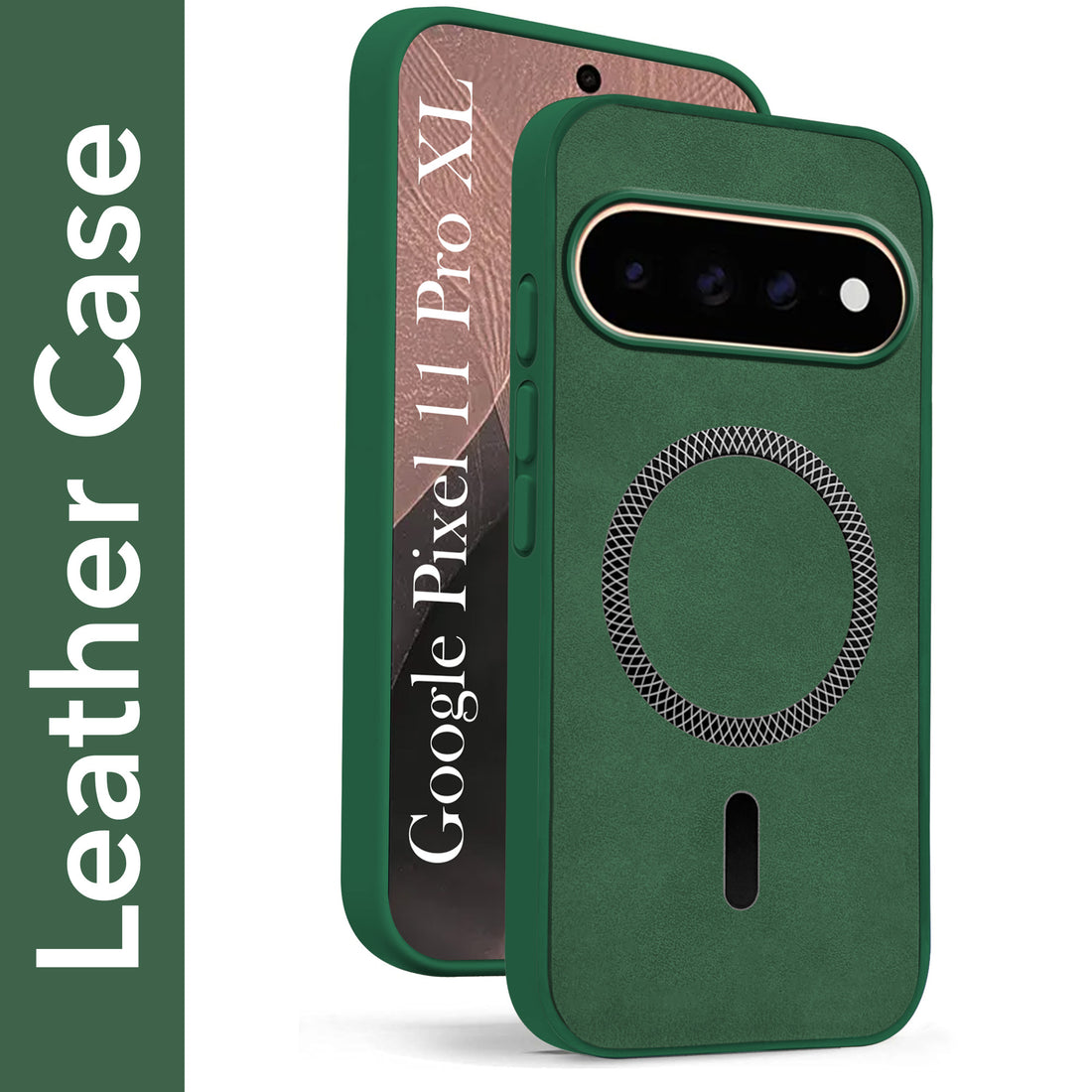 For Google Pixel 11 Pro XL Back Cover Case Leather Finish (MagSafe Compatible Wireless Charging | Soft Touch | Camera Bump Protection)