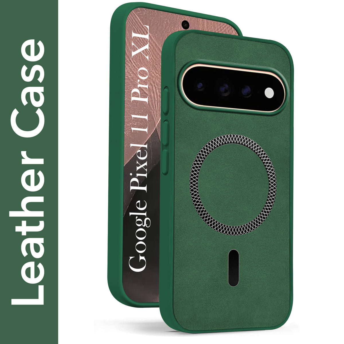 For Google Pixel 11 Pro XL Back Cover Case Leather Finish (MagSafe Compatible Wireless Charging | Soft Touch | Camera Bump Protection)