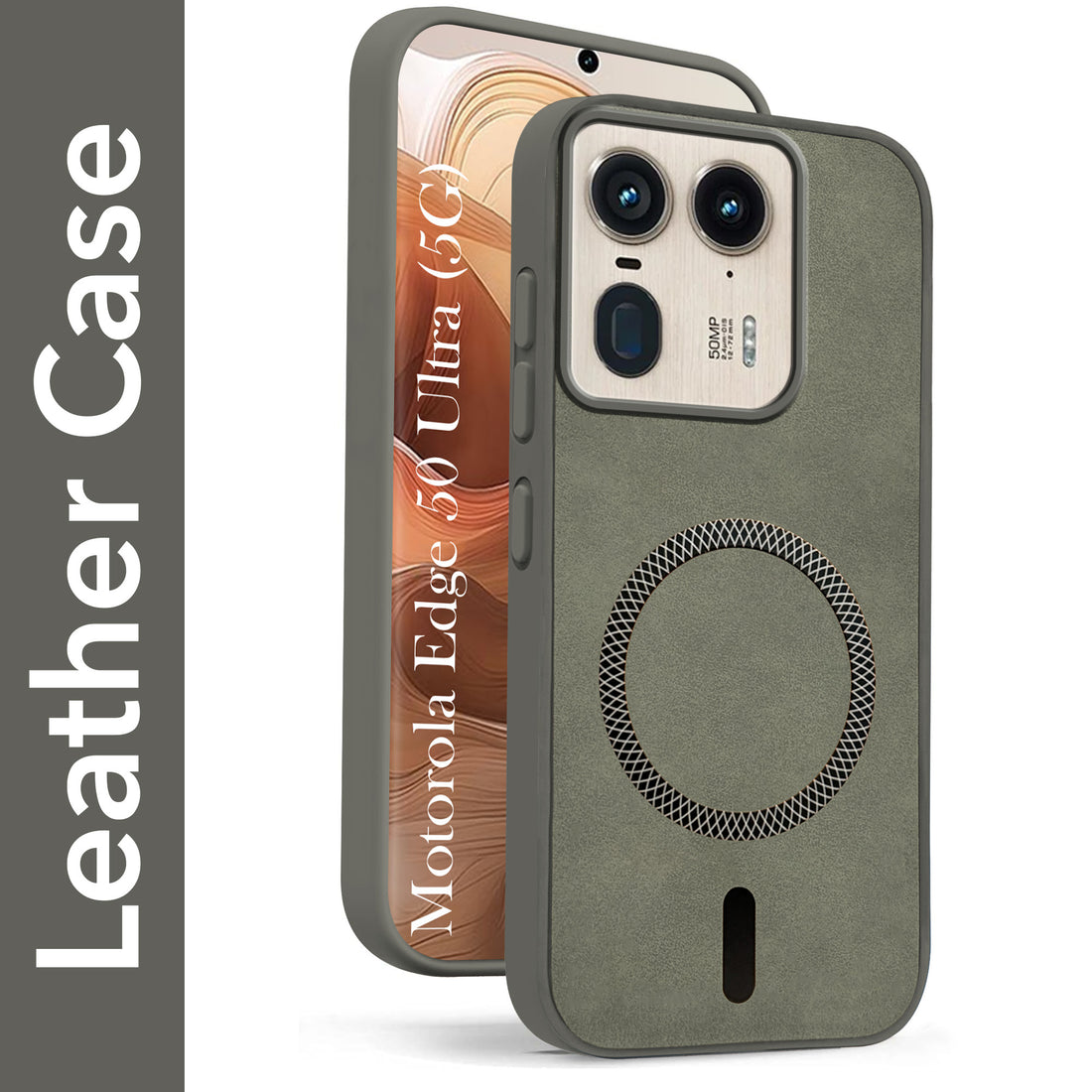For Motorola Moto Edge 50 Ultra 5G Back Case Cover Leather Finish (MagSafe Compatible Wireless Charging | Soft Touch | Camera Bump Protection)