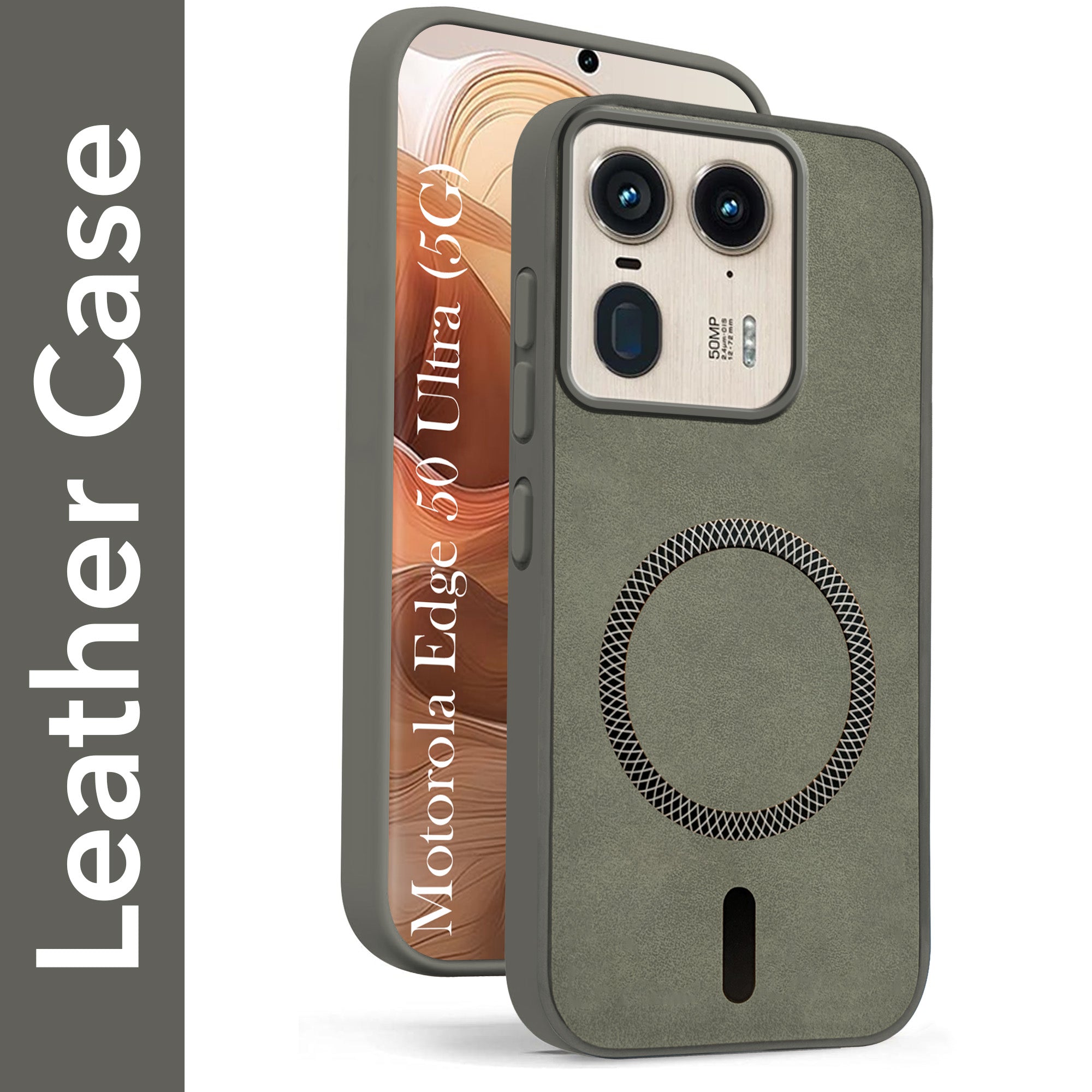 For Motorola Moto Edge 50 Ultra 5G Back Case Cover Leather Finish (MagSafe Compatible Wireless Charging | Soft Touch | Camera Bump Protection)