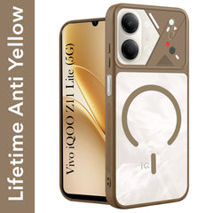 For Vivo iQOO Z11 Lite Back Cover Case Lifetime Anti-Yellow Clear (Camera Protection | Side Grip | Wireless MagSafe Compatible)