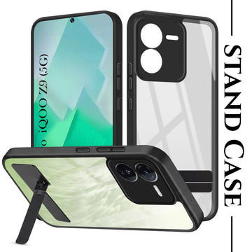 For Vivo iQOO Z9 5G Back Cover Case (Built-in Stand | Lifetime Anti Yellow | Kickstand Shockproof | Camera Protection | MagSafe Compatible)
