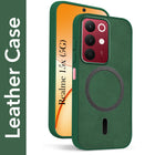 For Realme 15X Back Cover Case Leather Finish (MagSafe Compatible Wireless Charging | Soft Touch | Camera Bump Protection)