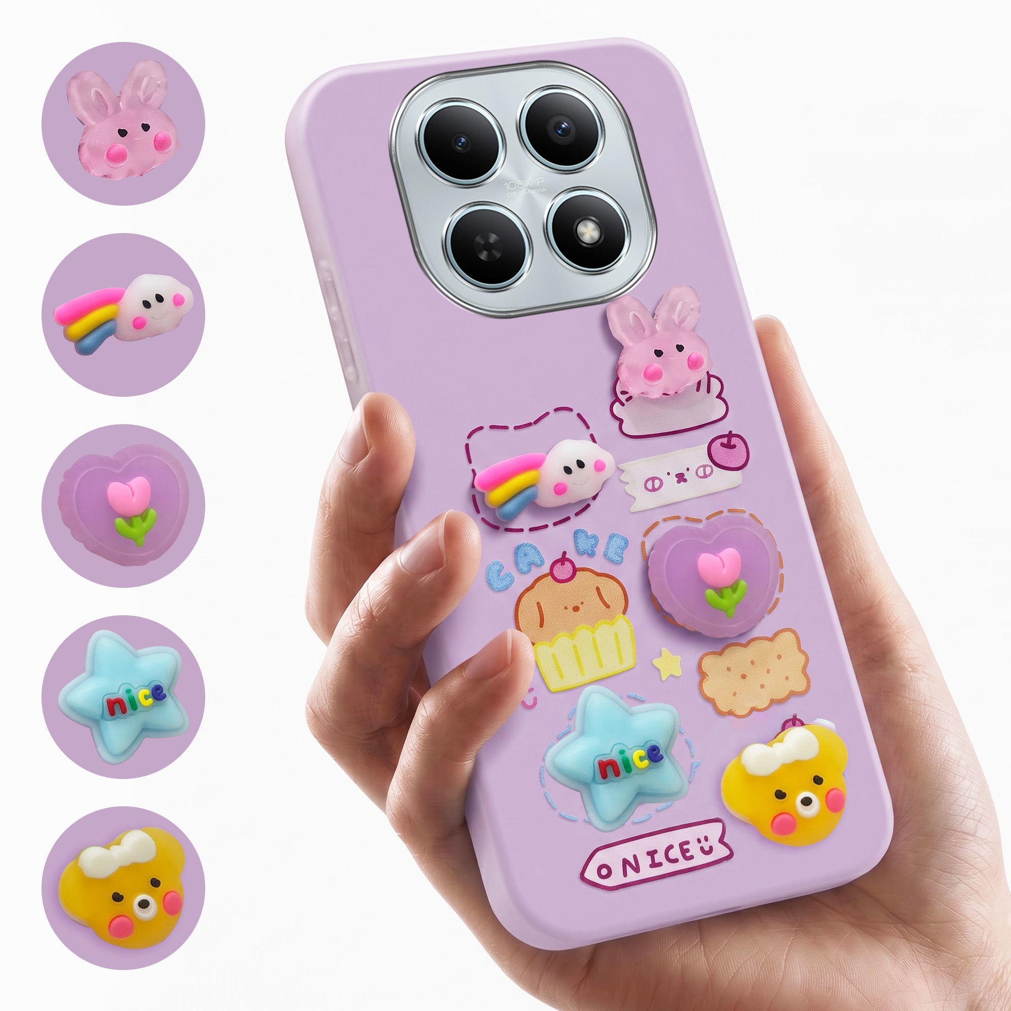 For Poco M8 5G Back Cover Case (Cute 3D cartoon charms design | Slim Aesthetic Case for Girls | Camera Protection | Hard Unbreakable)