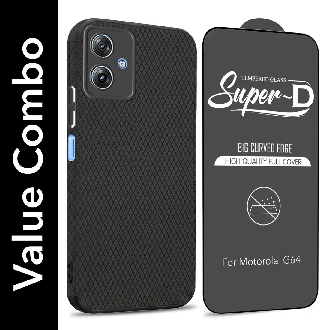 For Motorola G64 5G Combo with Back Cover and 9H Tempered Glass (Liquid Silicone | Camera Protection | Oleophobic Coating Screen Glass)