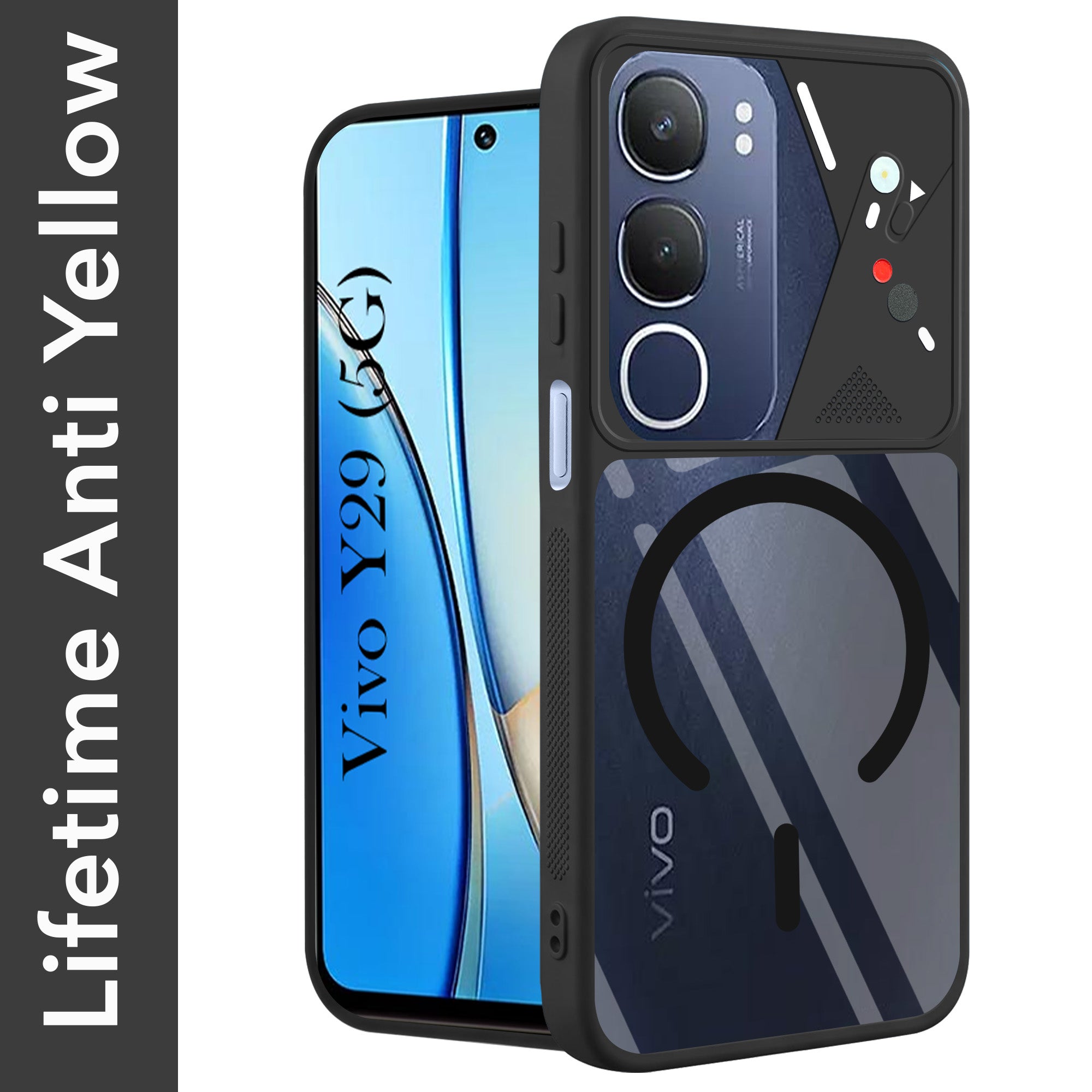 For Vivo Y29 Back Cover Case Lifetime Anti-Yellow Clear (Camera Protection | Side Grip | Wireless MagSafe Compatible)