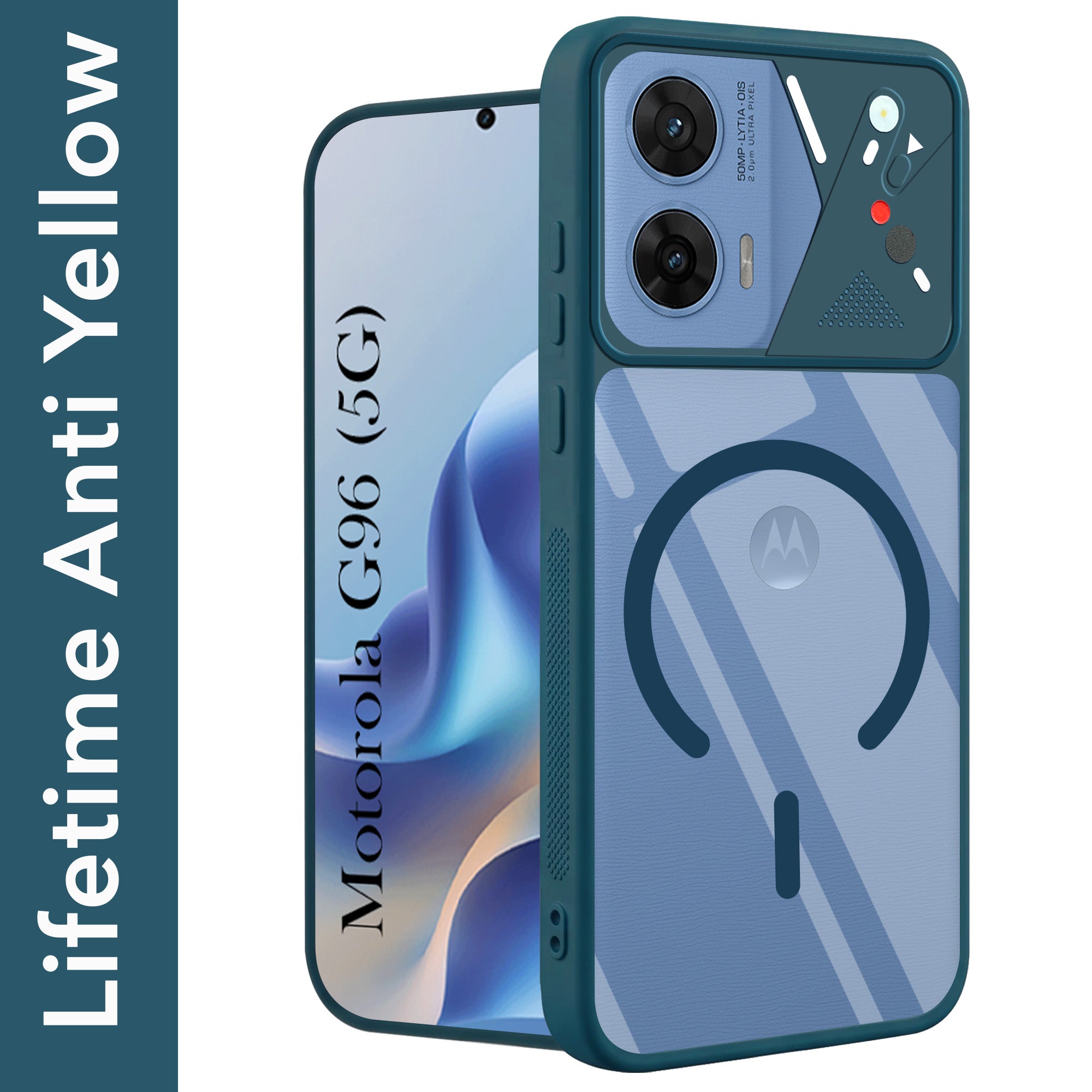 For Motorola Moto G96 Back Cover Case Lifetime Anti-Yellow Clear (Camera Protection | Side Grip | Wireless MagSafe Compatible) (Copy)