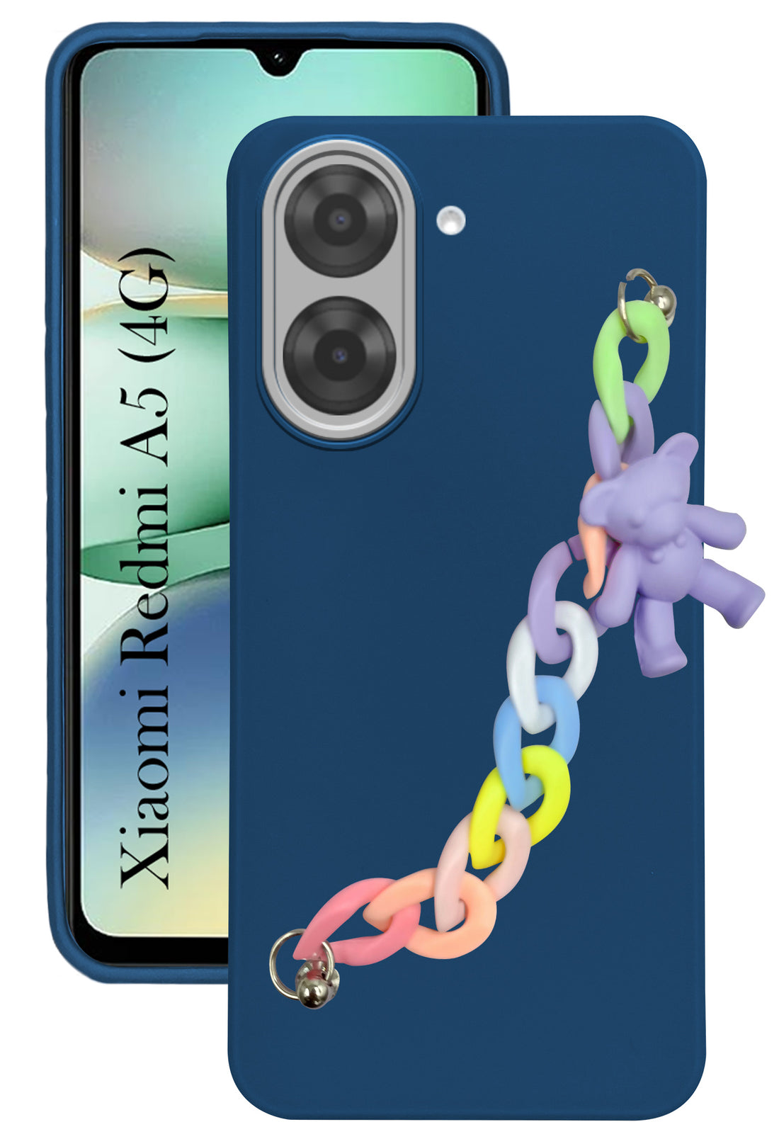 For Redmi A5 4G Back Cover Case ( Wrist Hanging Chain | Teddy Bracelet Charms | Dual Color Matte Finish | Full Camera Protection | Sleek and