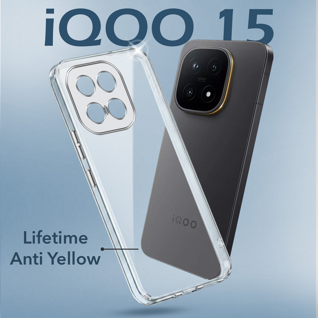 For Vivo iQOO 15 5G Back Cover Case Lifetime Anti-Yellow Clear (Sleek Hard Crystal | Shockproof and Camera Protection)