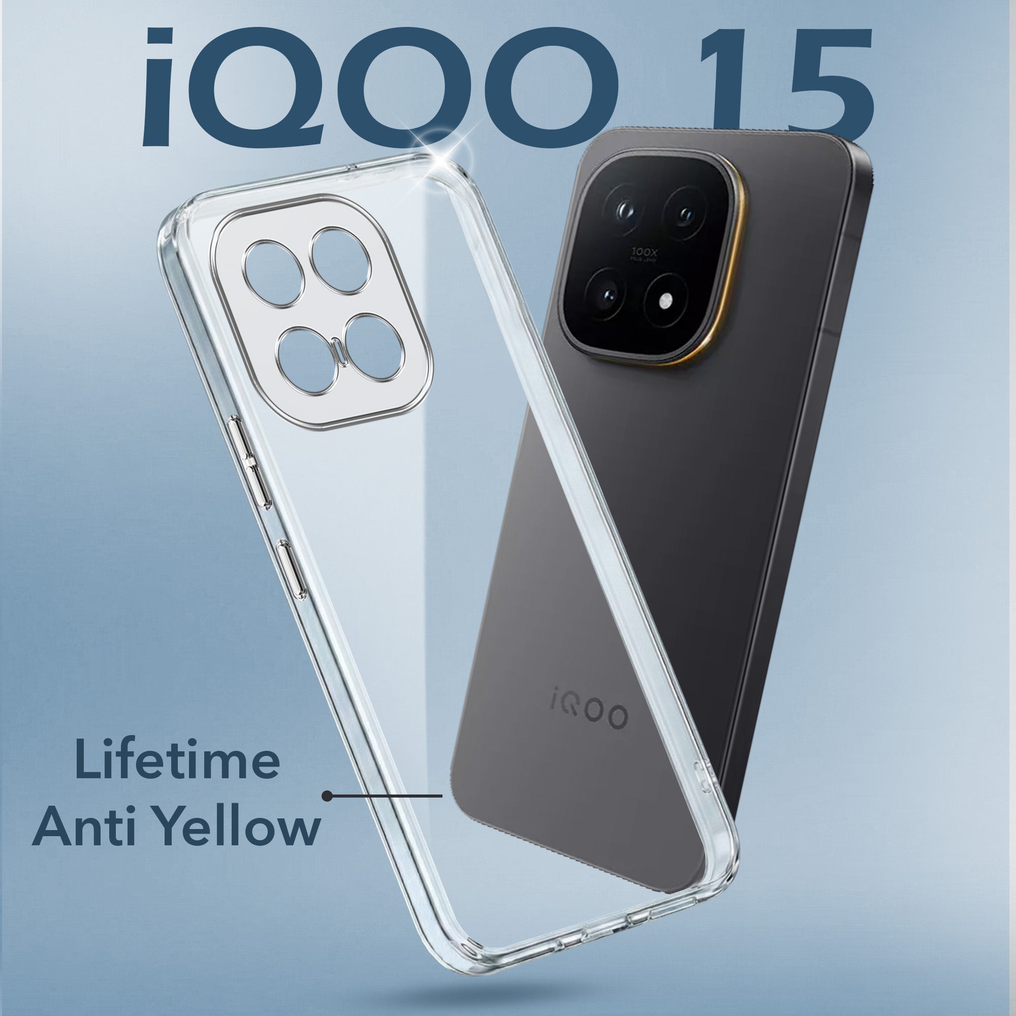 For Vivo iQOO 15 5G Back Cover Case Lifetime Anti-Yellow Clear (Sleek Hard Crystal | Shockproof and Camera Protection)