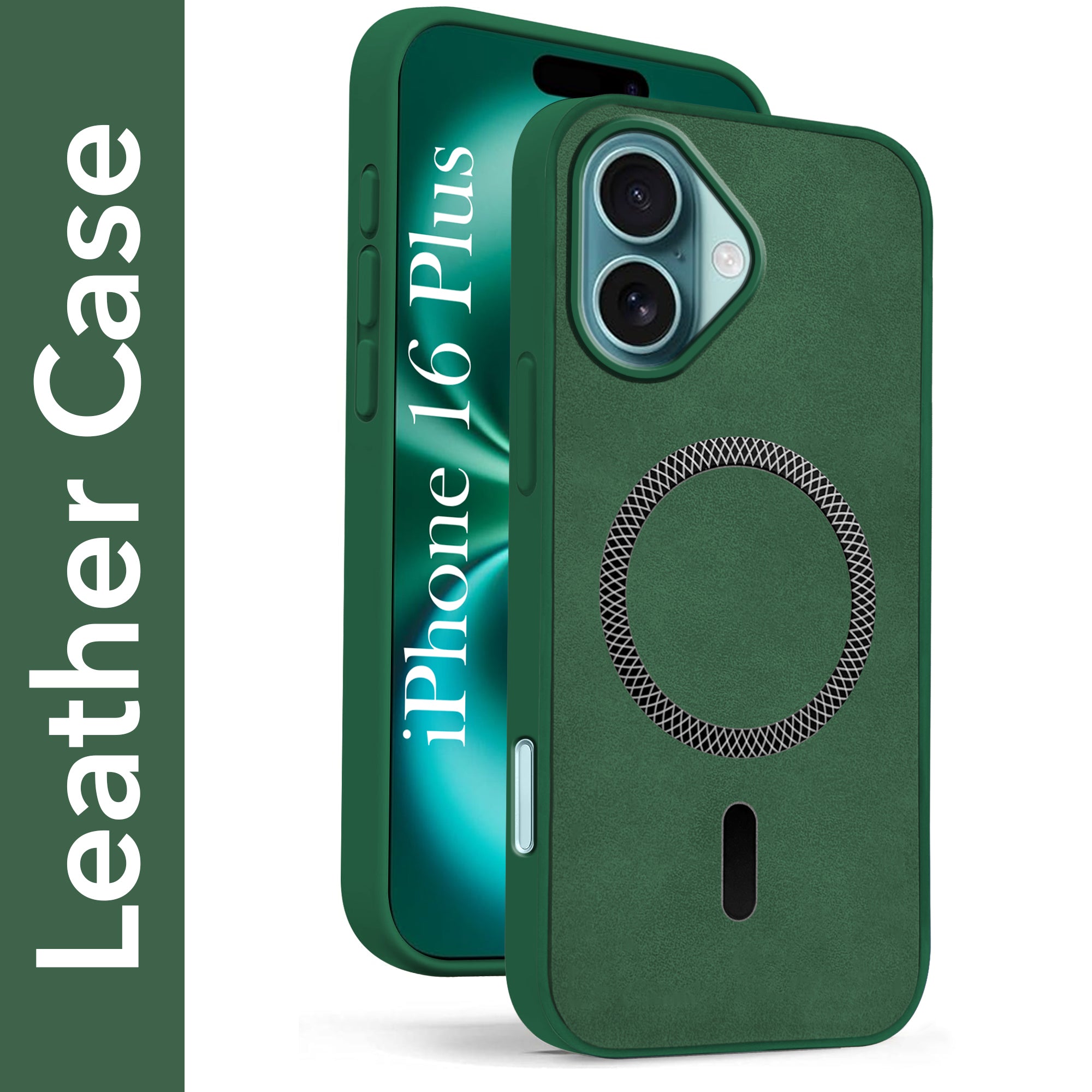 For Apple iPhone 16 Plus Back Cover Case (Sleek Leather Finish | MagSafe Compatible Wireless Charging | Camera Bump Protection)