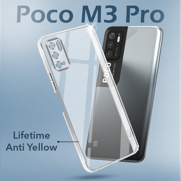 For Poco M3 Pro 5G Back Cover Case (Hard Anti Yellow Clear Case | Sleek Hard Crystal Clear | Drop & Camera Protection | Shockproof Polycarbonate)