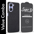 For Vivo Y28s 5G | Vivo T3 Lite 5G Combo (Textured Grip Design | Micro-Fiber Cloth Inside | Oleophobic Coating Screen Glass)