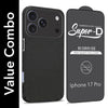For Apple iPhone 17 Pro Combo with Back Cover and 9H Tempered Glass (Liquid Silicone | Camera Protection | Oleophobic Coating Screen Glass)