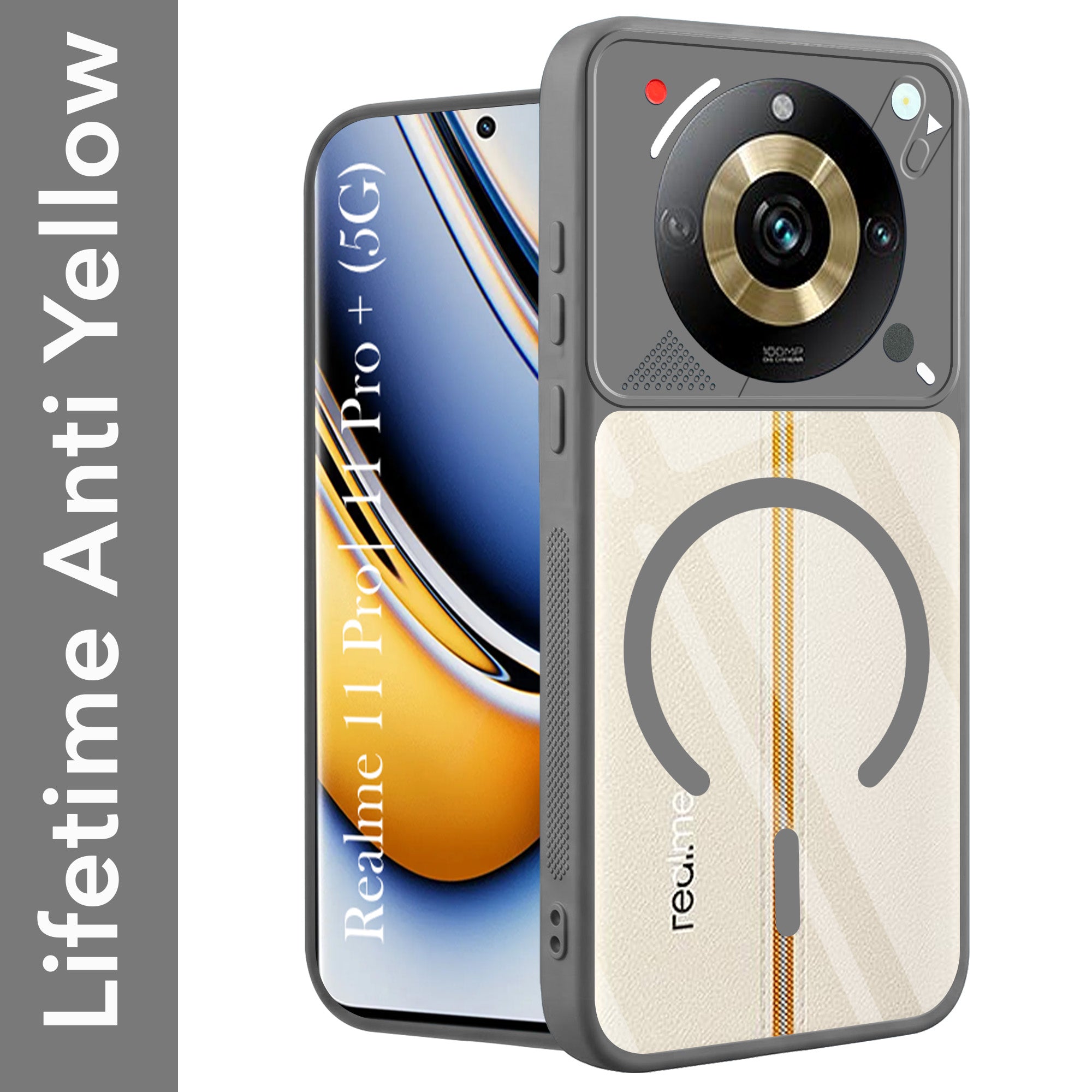 For Realme 11 Pro 5G | Realme 11 Pro Plus 5G Back Cover Case Lifetime Anti-Yellow Clear (Camera Protection | Side Grip | Wireless MagSafe Compatible)