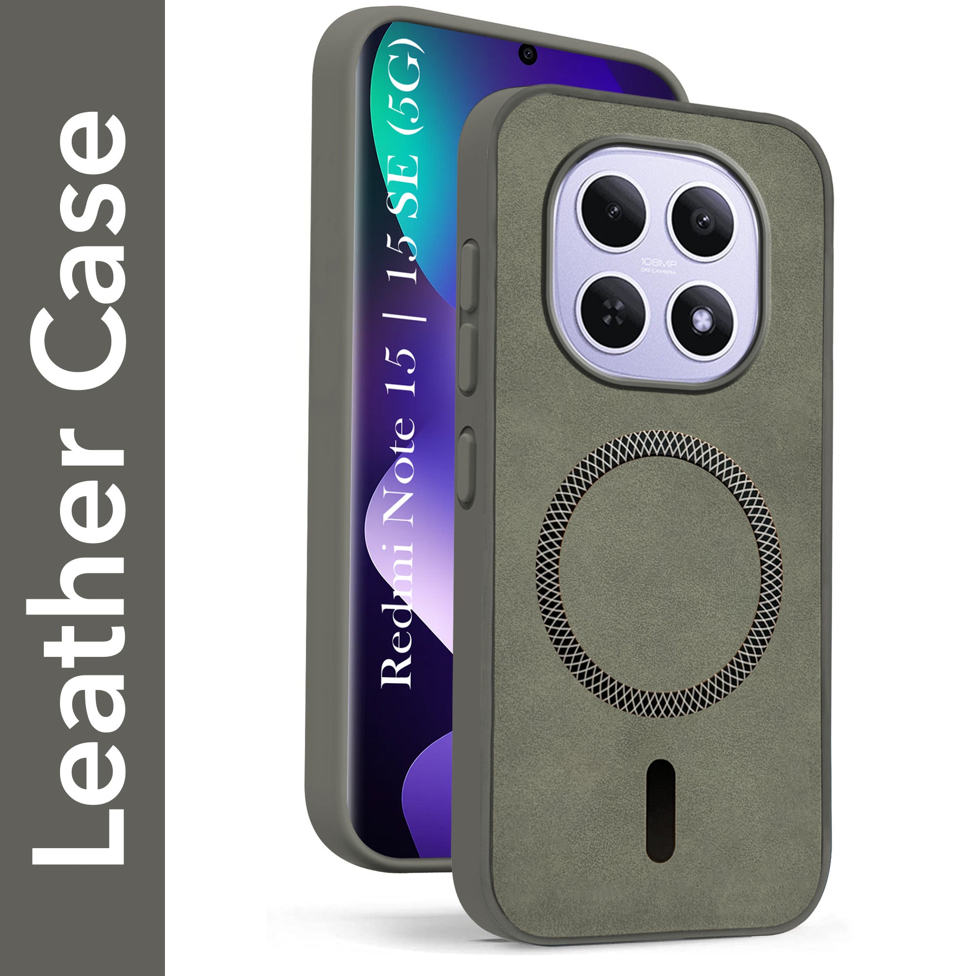 For Xiaomi Redmi Note 15 5G | Redmi Note 15 SE 5G Back Cover Case Leather Finish (MagSafe Compatible Wireless Charging | Soft Touch | Camera Bump Protection)