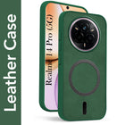 For Realme 14 Pro Back Cover Case Leather Finish (MagSafe Compatible Wireless Charging | Soft Touch | Camera Bump Protection)