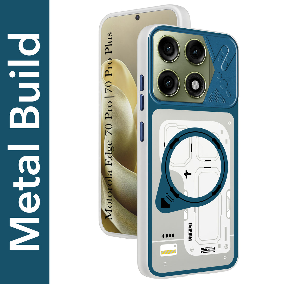 For Motorola Edge 70 Pro | Edge 70 Pro Plus Metallic Back Cover Case (Metallic Camera Protection & Buttons | Translucent Milky Shade | Hard Polycarbonate)