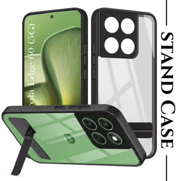 For Motorola Moto Edge 60 Back Cover Case (Built-in Stand | Lifetime Anti Yellow | Kickstand ShockprooF | Camera Protection | MagSafe Compatible)