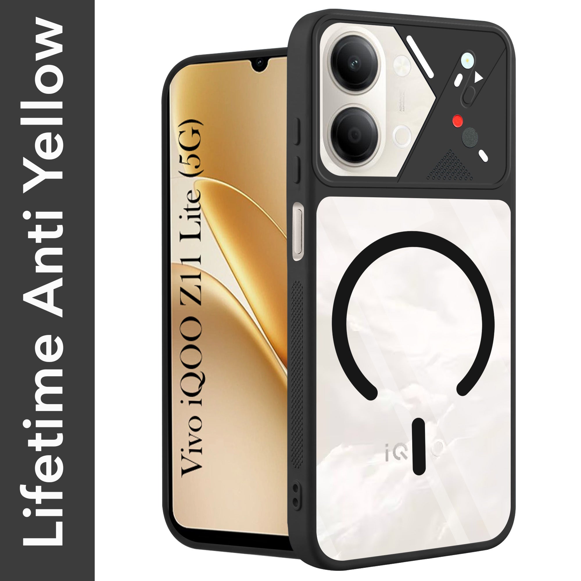 For Vivo iQOO Z11 Lite Back Cover Case Lifetime Anti-Yellow Clear (Camera Protection | Side Grip | Wireless MagSafe Compatible)