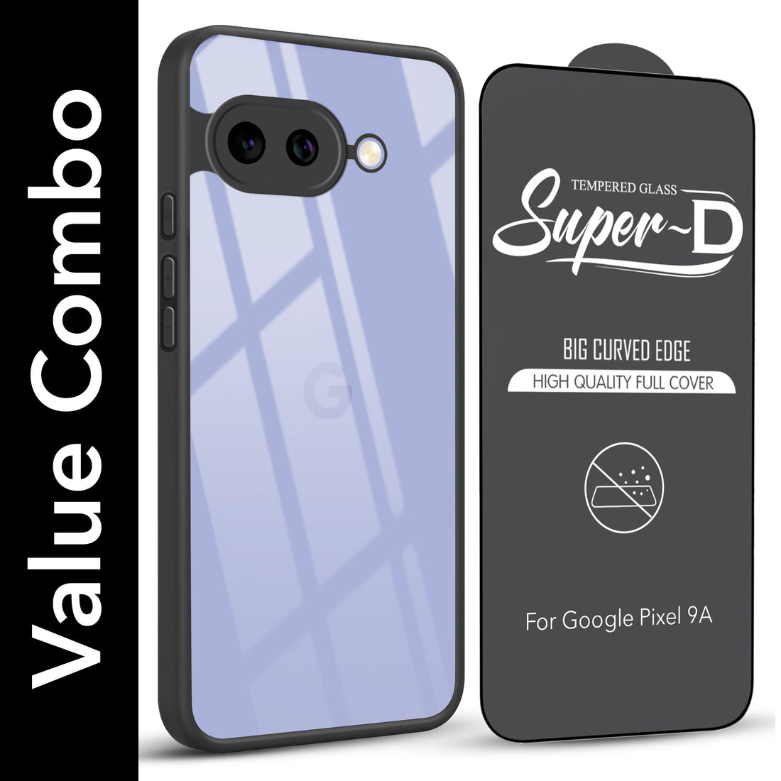 For Google Pixel 9A Combo with Back Cover and 9H Tempered Glass (Lifetime Anti-Yellow | Crystal Clear Shockproof | Oleophobic Coating Screen Glass)