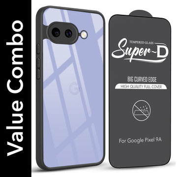 For Google Pixel 9A Combo with Back Cover and 9H Tempered Glass (Lifetime Anti-Yellow | Crystal Clear Shockproof | Oleophobic Coating Screen Glass)