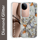 For Vivo V40e Back Cover Case (Luxury Floral Glitter Cute Butterfly | Diamond Studded Camera Bump | Girls & Women Design)