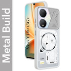For Vivo Y100 5G Metallic Back Cover Case (Metallic Camera Protection & Buttons | Translucent Milky Shade | Hard Polycarbonate)
