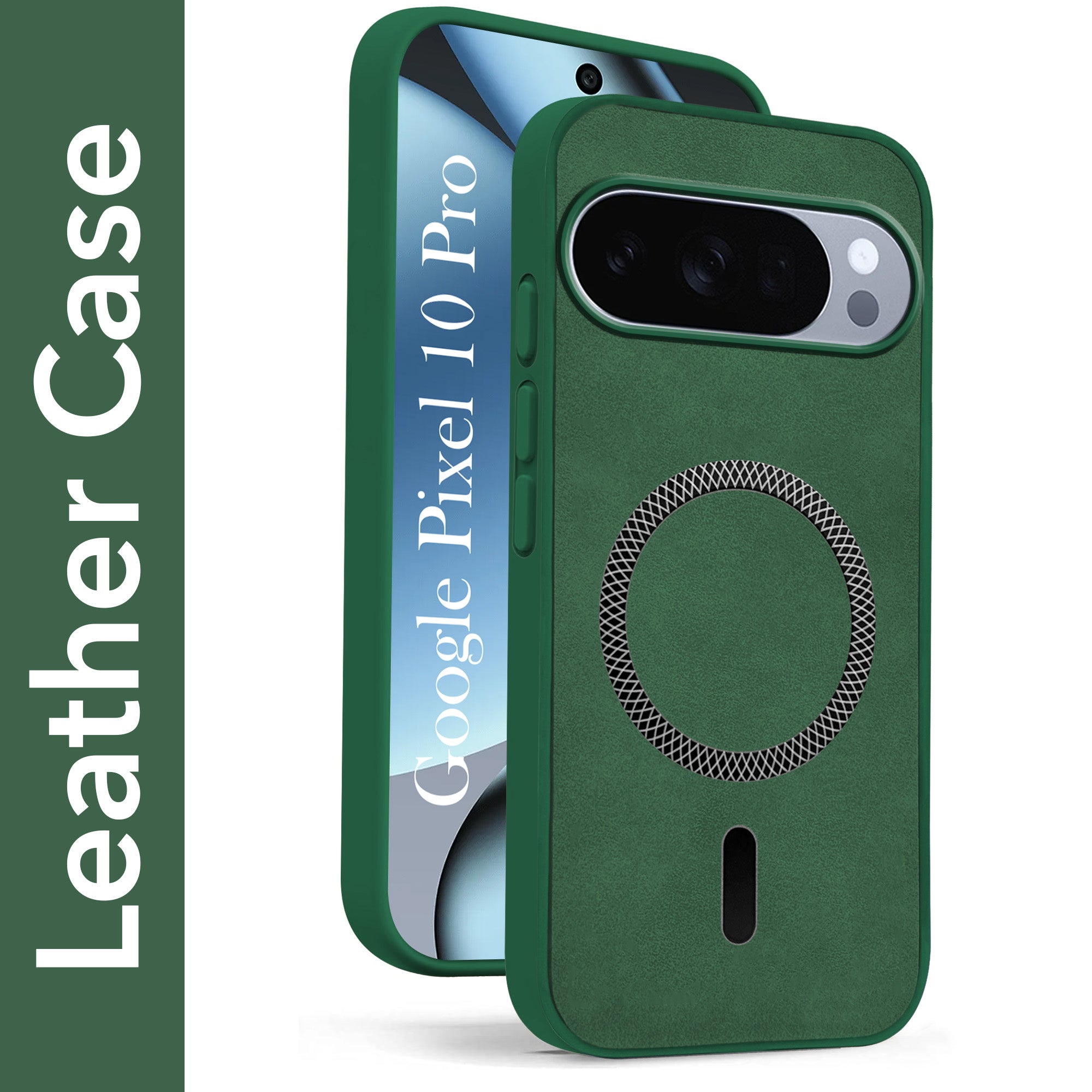 For Google Pixel 10 Pro Back Cover Case Leather Finish (MagSafe Compatible Wireless Charging | Soft Touch | Camera Bump Protection)