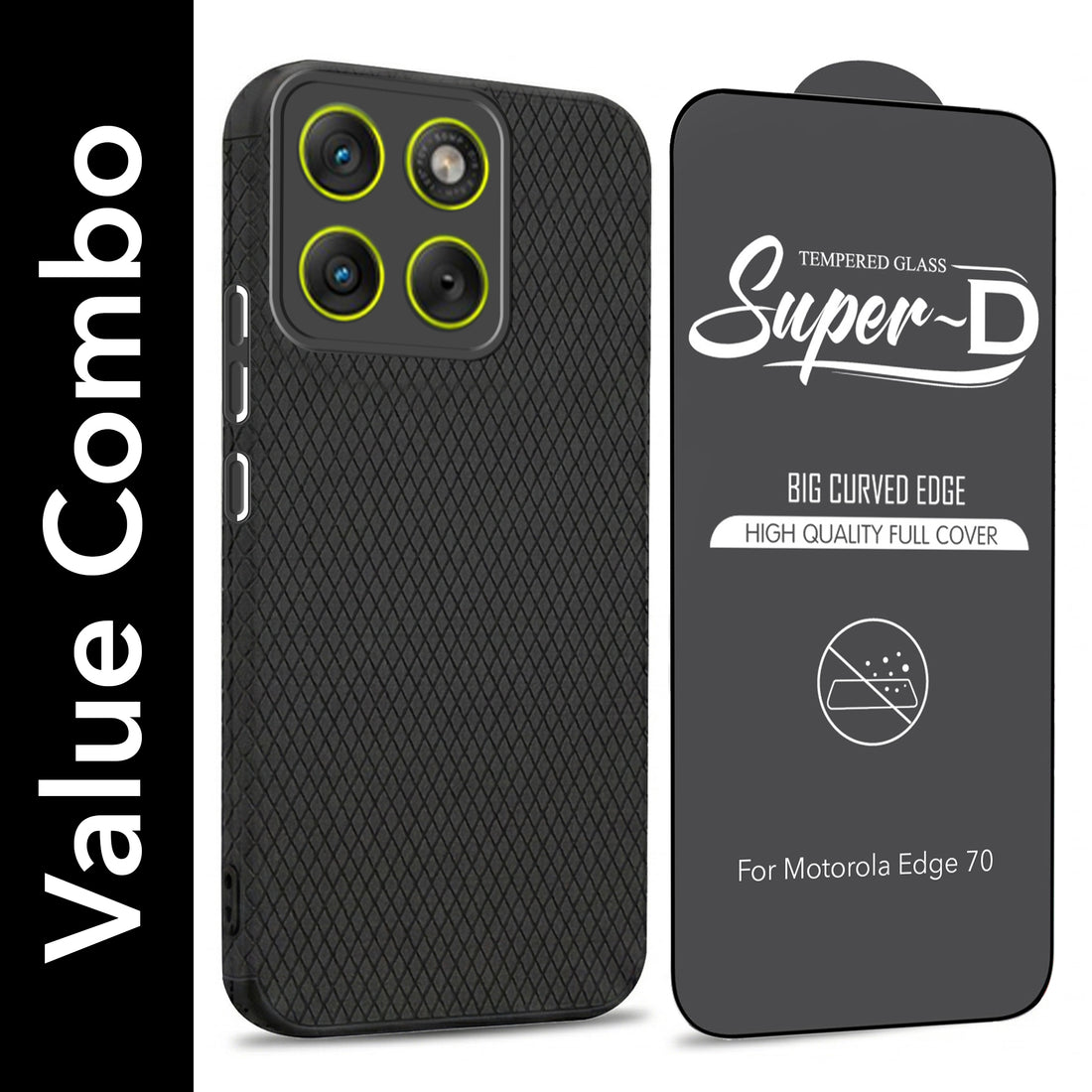 For Motorola Moto Edge 70 Combo with Back Cover and 9H Tempered Glass (Liquid Silicone | Camera Protection | Oleophobic Coating Screen Glass)