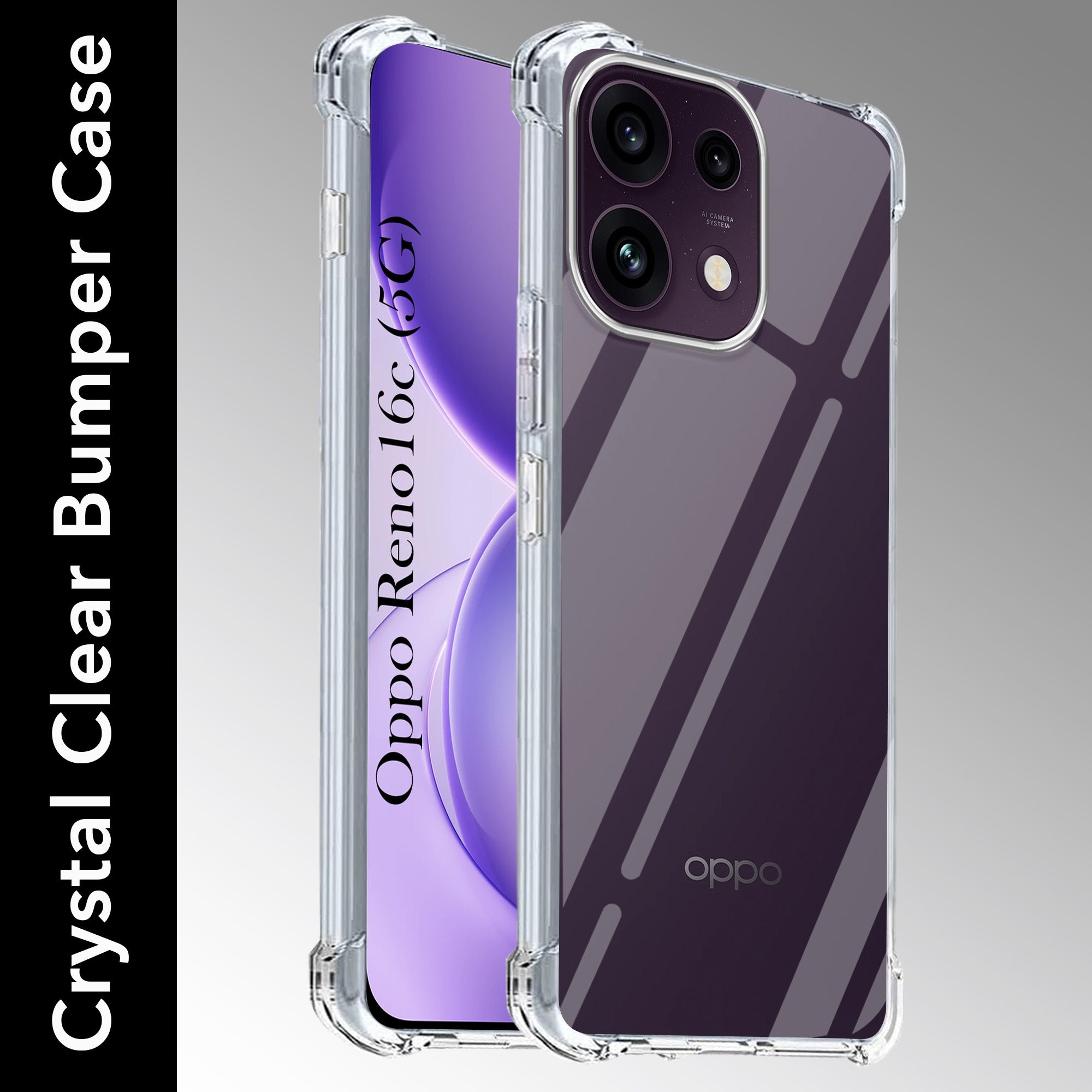 For Oppo Reno 16C 5G Back Cover Shockproof Crystal-Clear (Drop & Camera Protection | Hard Polycarbonate)