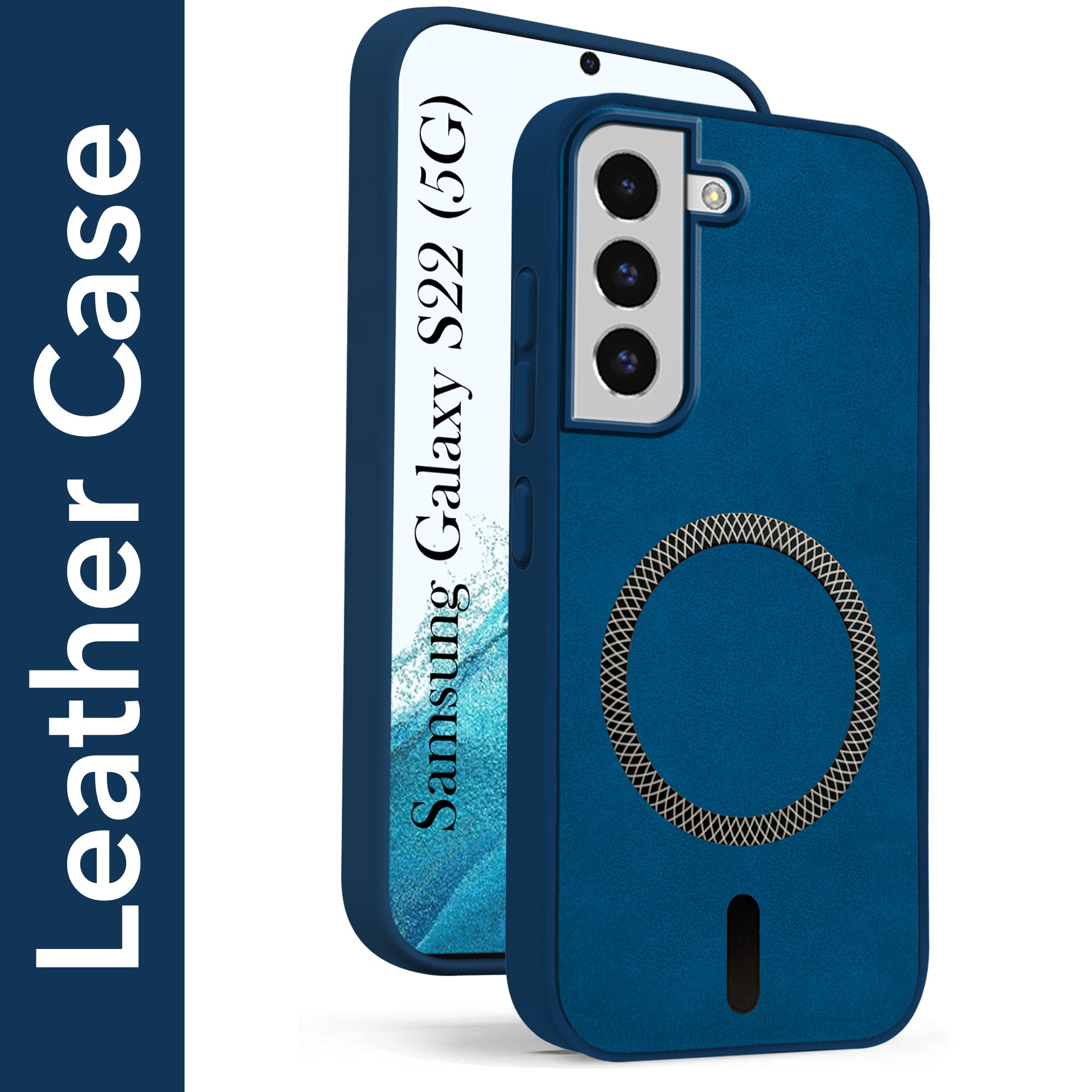 For Samsung Galaxy S22 Back Cover Case Leather Finish (MagSafe Compatible Wireless Charging | Soft Touch | Camera Bump Protection)